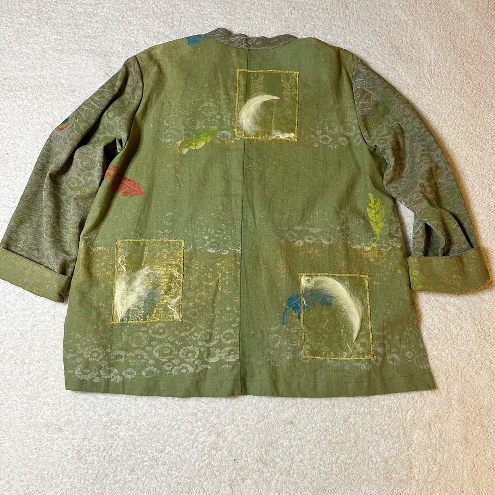 Staley Gretzinger Top S/M Shirt Rare Painted Button Up Lagenlook Art To Wear - Picture 2 of 16